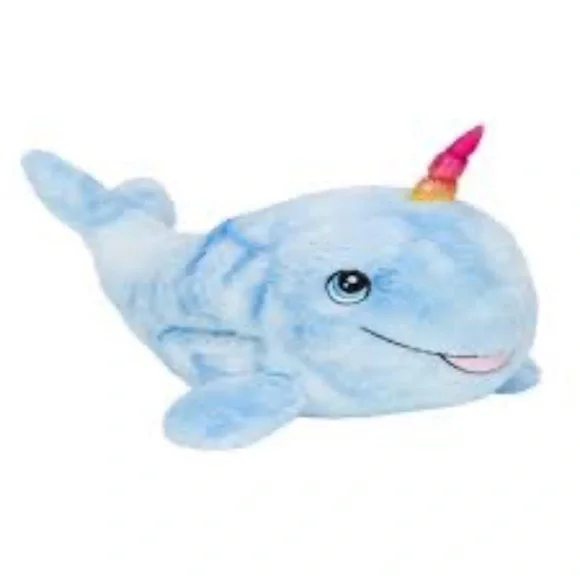 Hug-A-Pet Blue Narwhal Whale Plush Toy with Rainbow Horn - Picture 1 of 8